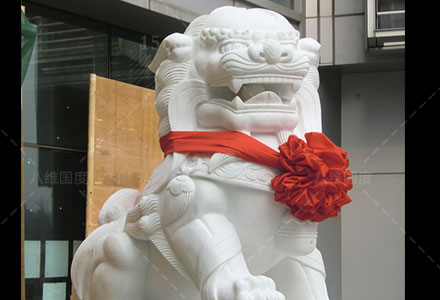 北京广大银行汉白玉石狮子案例（南狮子）