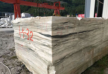 大理石山水绿花荒料